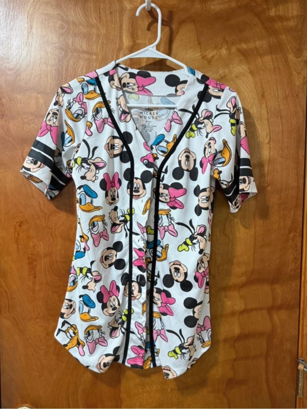 Disney Mickey Mouse & Friends Button Front Baseball Jersey Shirt Women’s M